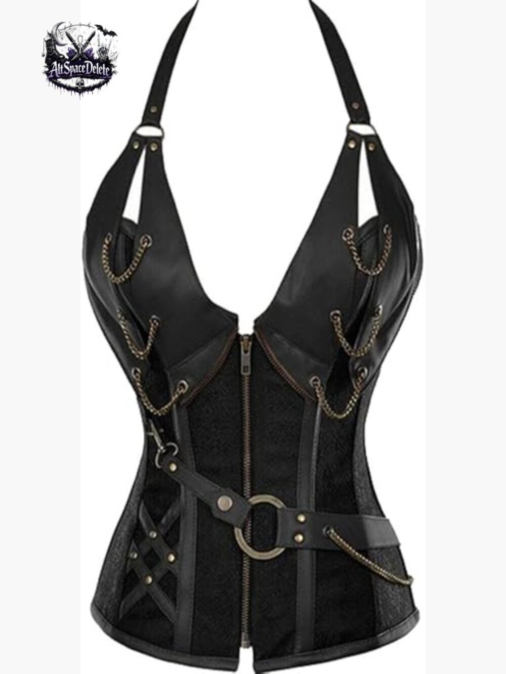 Steel Boned Faux Leather Corset for Waist Training and Costume